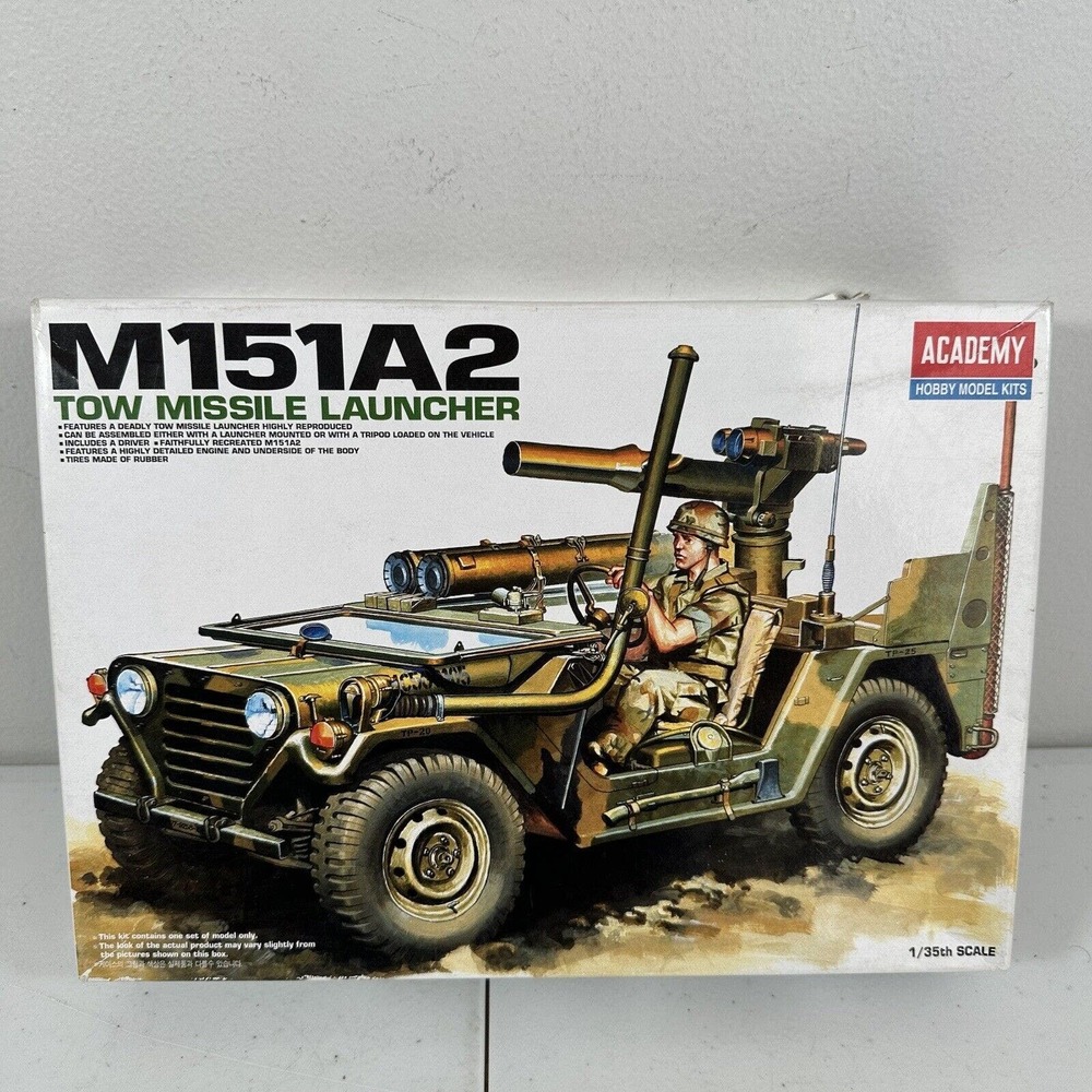 Academy 1:35 Kit #13406 - Jeep M151A2 Tow Missile Launcher New Open Box Complete